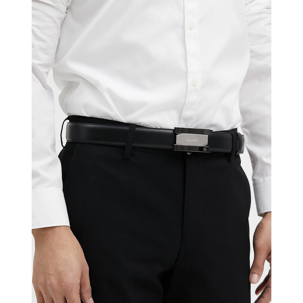 DAPPER เข็มขัดหนังแท้ ปรับสายได้ Ratchet Belt with Automatic Click Buckle สีดำ (BBC/BK/1276AG3) thumbnail 7