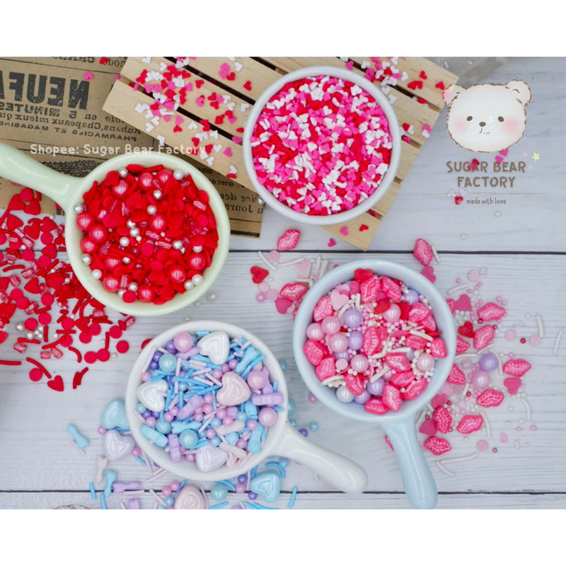 [ พร้อมส่ง] น้ำตาลแต่งเค้ก ตีมวาเลนไทน์ ~ น้ำตาล Mix