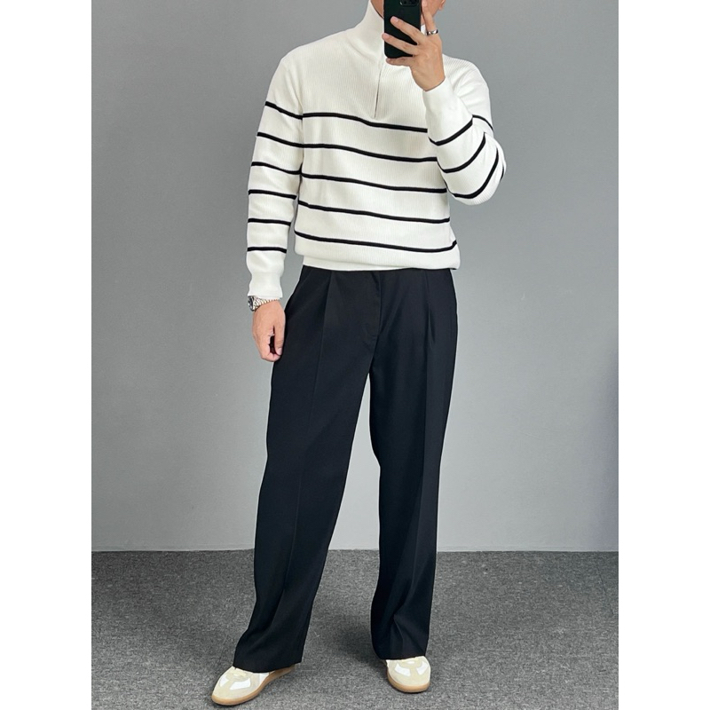 PAPA.XQ MOWA STRIPPED POLO 🤍(NEW! Collection ✨)