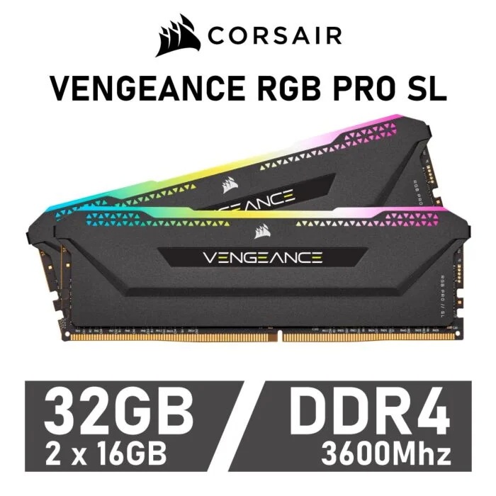 32GB (16GBx2) DDR4/3600 RAM PC (แรมพีซี) CORSAIR VENGEANCE PRO SL RGB (CMH32GX4M2D3600C18)