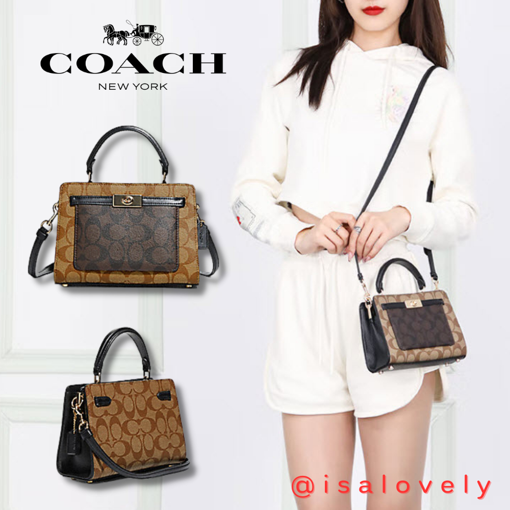 📌Isa Lovely Shop📌  COACH C8688 MINI LANE TOP HANDLE IN BLOCKED SIGNATURE CANVAS