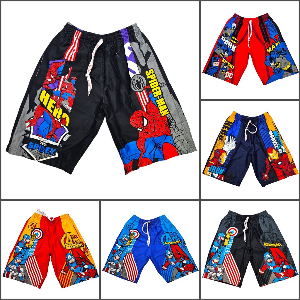 XXL กางเกงขาสั้นเด็กโต อเวนเจอร์ส Avengers, สไปเดอร์แมน Spiderman, กัปตันอเมริกา Captain America จูราสสิค (ลิขสิทธิ์แท้)
