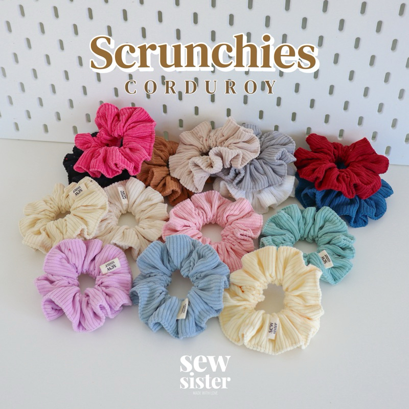 Corduroy Scrunchies Classic size ยางมัดผมโดนัทผ้าลูกฟูก 15 สี made in Thailand พร้อมส่ง