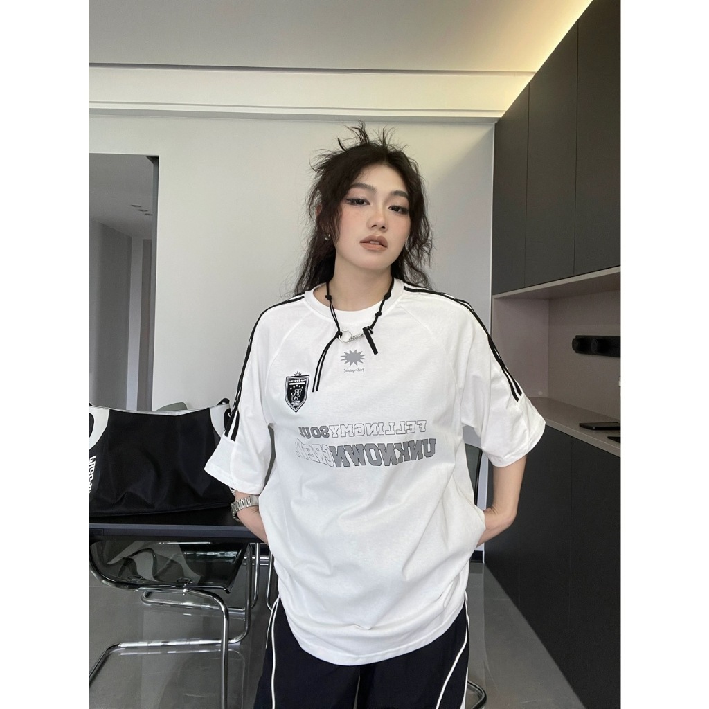 ส่งทันที Cici(NO. 8922) เสื้อยืดทรงโอเวอร์ไซส์ พิมพ์ลายอักษร สไตล์อเมริกัน - รูปที่ 7