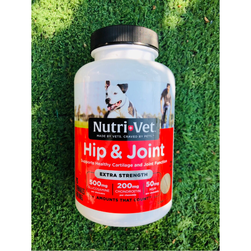 [Melli Dog Vitamin] Nutri-Vet วิตามินบำรุงข้อสะโพก (75 เม็ด) / Hip&amp;Joint: Extra Strength (75 Chewable Tablets)
