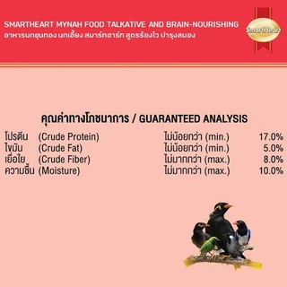 สมาร์ทฮาร์ท อาหารนกขุนทอง (ร้องไว-บำรุงสมอง) 400 กรัม (แพ็ค 2 ถุง)