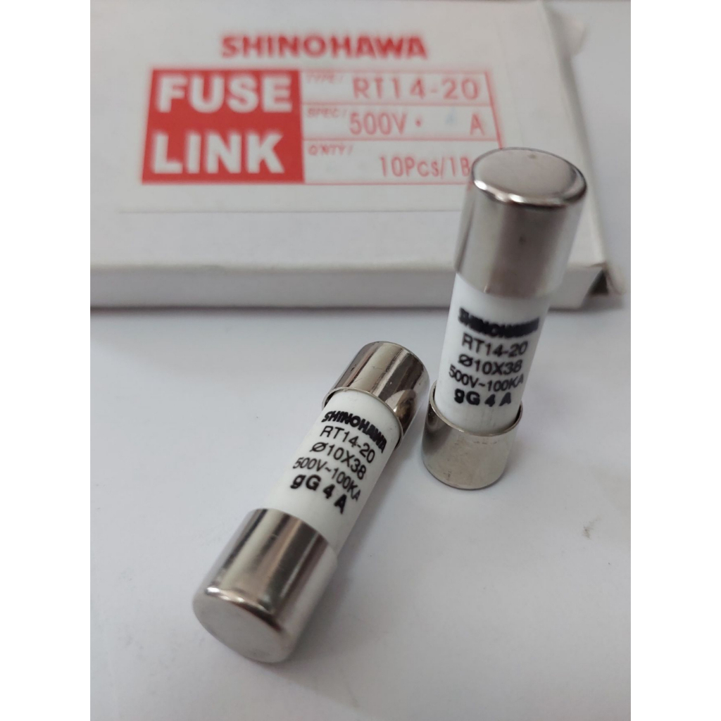 "SHINOHAWA " ฟิวส์กระเบื้องเซรามิค FUSE LINK RT14-20  Ø10X38  ***(ราคาต่อ1ชิ้น)***สามารถออกใบกำกับภาษียอด500บาทขึ้นไปค่ะ