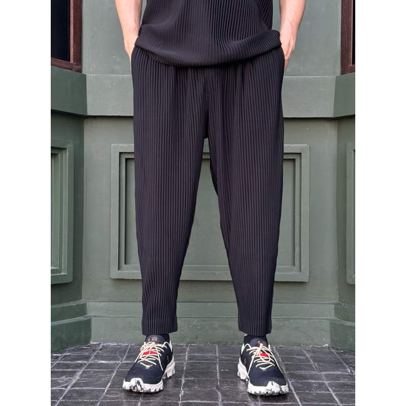 👖กางเกงทรงฮาเร็ม ผ้าพลีท 💌พร้อมส่ง homme plisse issey