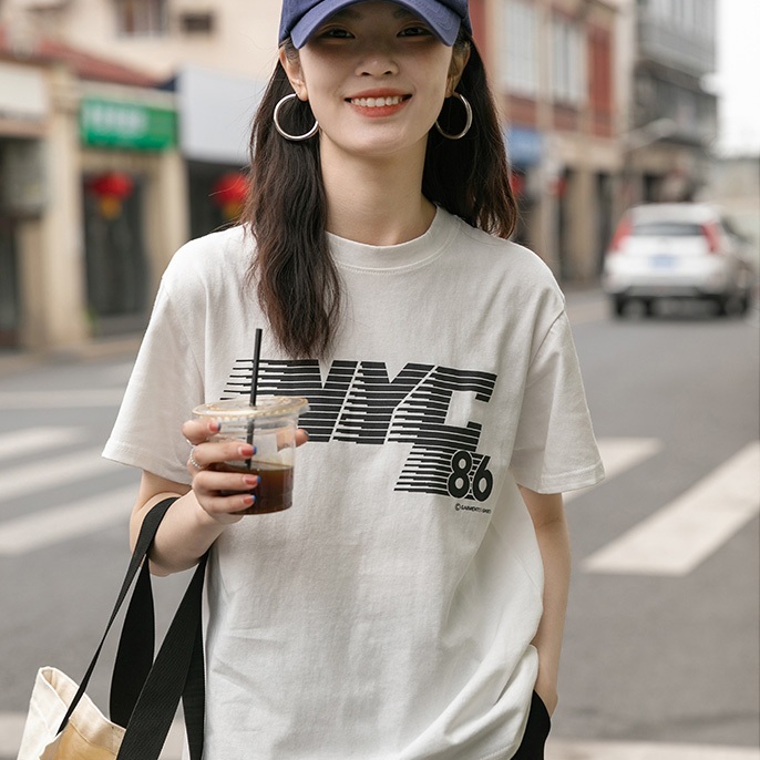 เสื้อยืดลําลองสําหรับสตรี ผ้าฝ้าย แขนสั้น พิมพ์ลาย ขนาดพลัส ทรงหลวม