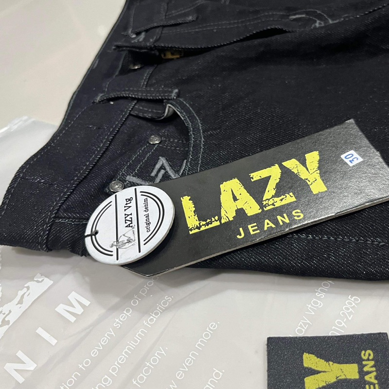 Lazy กางเกงยีนส์ผ้าดิบ14oz แถมป้ายห้อย