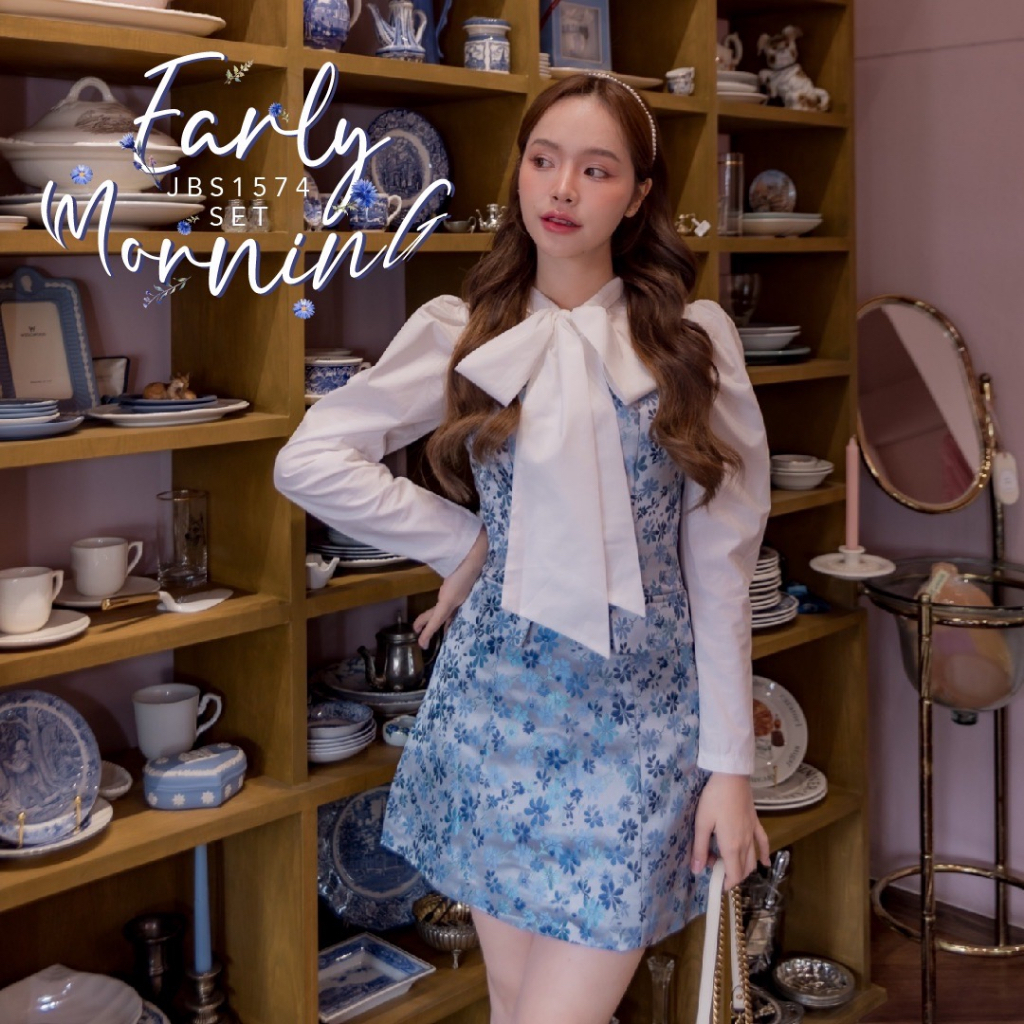 MYT x Joobs Studio : [JB12] : Early Morning Set  เซ็ต 2 ชิ้น เสื้อ+มินิเดรสแขนกุด