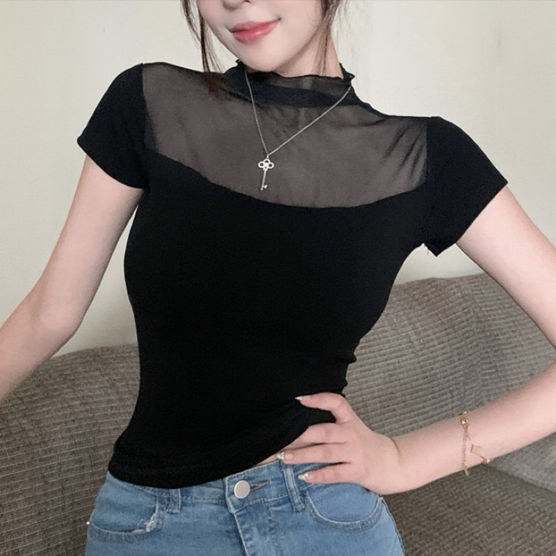 พร้อมส่งจากไทย เสื้อซีทรูสีดำใส่แล้วหุ่นดีมากมี4แบบ พรางหุ่นสุดๆ สินค้าพร้อมส่ง