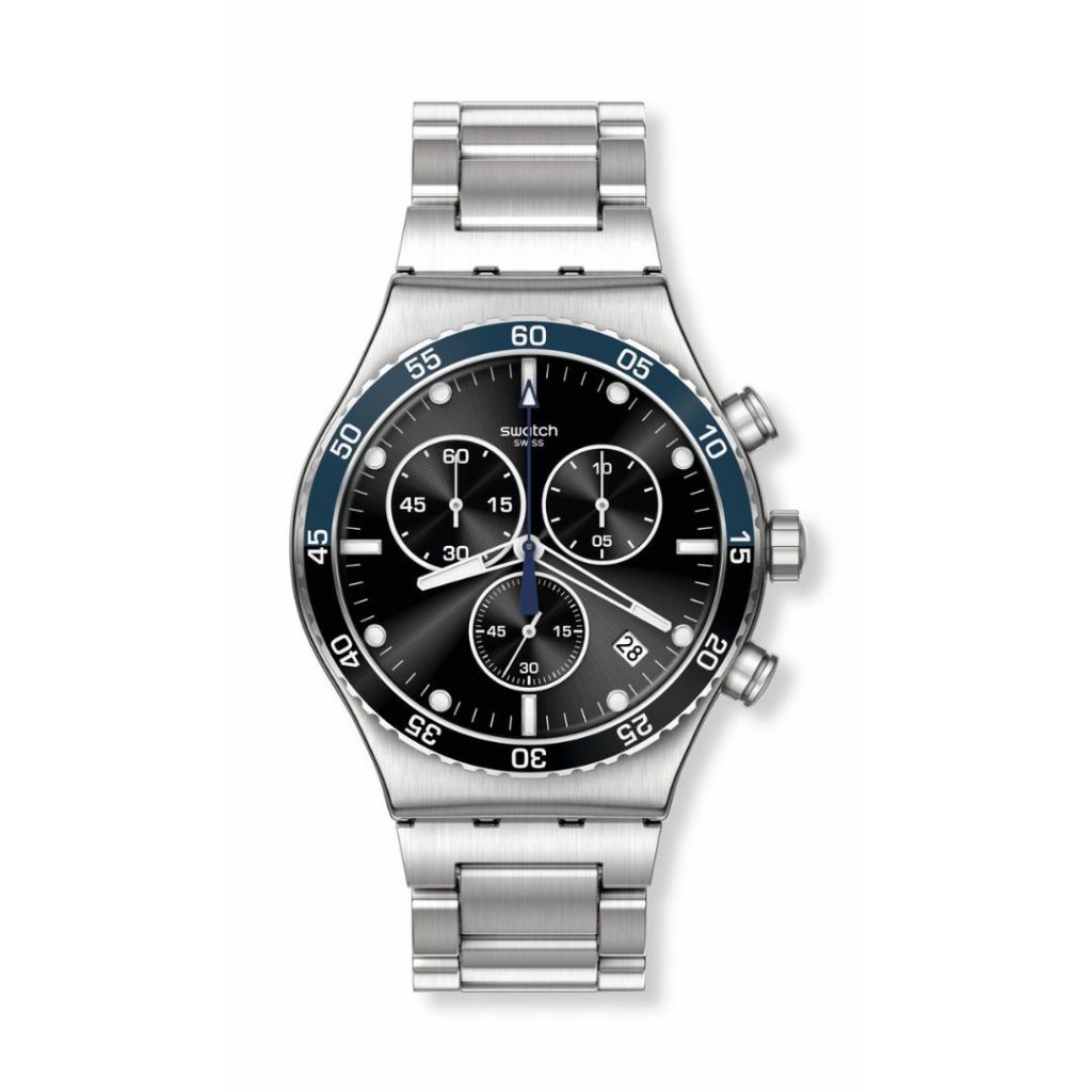 Swatch นาฬิกาผู้ชาย Chronograph DARK BLUE IRONY รุ่น YVS507G