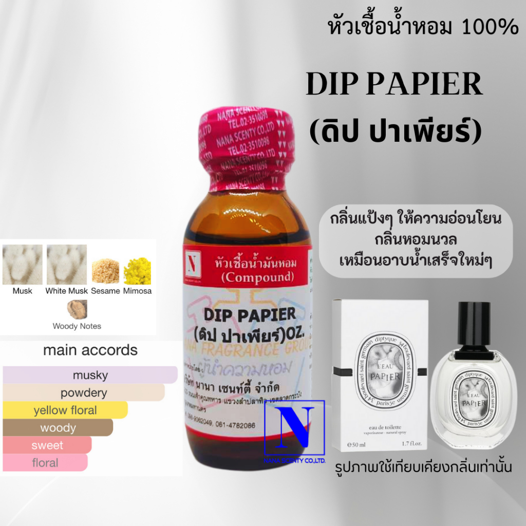 หัวเชื้อน้ำหอม 100% กลิ่นดิป ปาเพียร์ (DIP PAPIER)