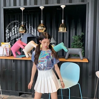 Q4/4เสื้อยืดกลิตเตอร์ คอกลมแขนสั้นผ้าวิ้งค์ กลิตเตอร์เนื้อละเอียด ทรงสวย พร้อมส่งในไทยจ้า🇹🇭