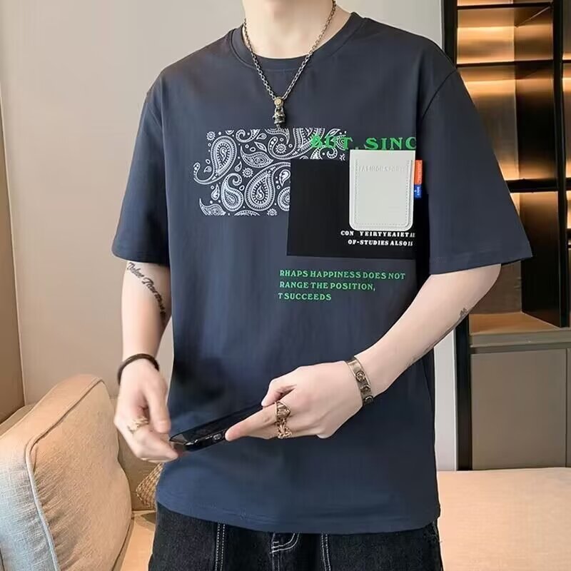 TS MEN เสื้อยืดคอกลมแขนสั้น เสื้อยืดผู้ชาย(มี3สี)รุ่น 0218