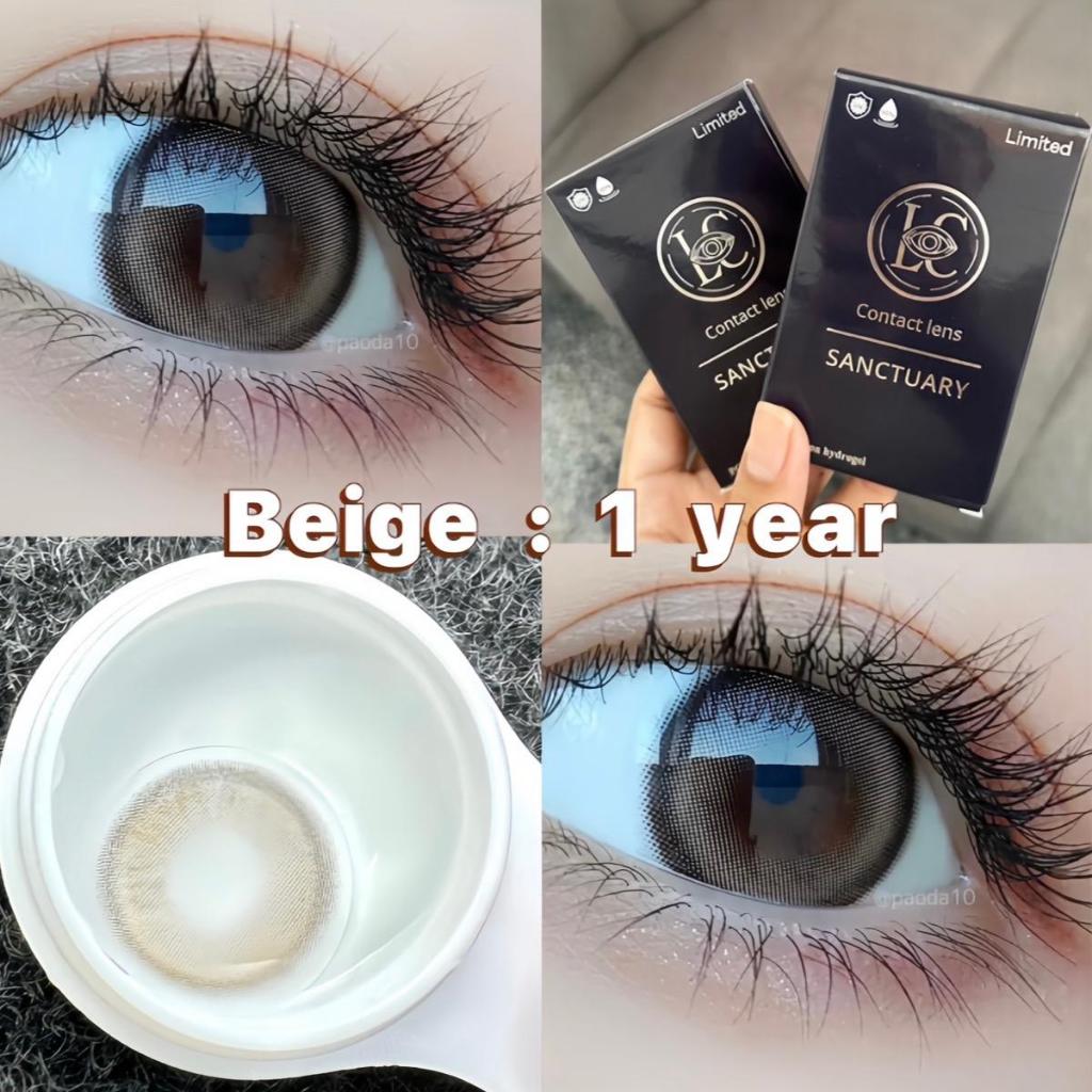 Miltia Luckylens ( สีใหม่ Beige ) เลนส์เกาหลีรายปี รุ่นSanctuary (วัสดุhydrogelสำหรับคนตาแห้ง)
