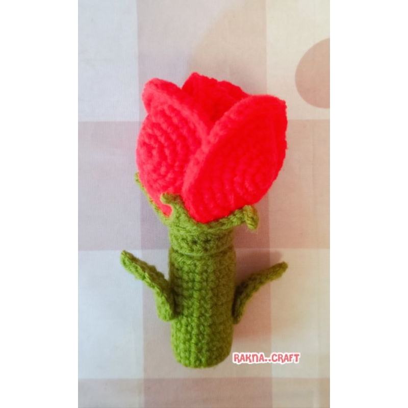เคสยาดมโป๊ยเซียน ปลอกยาดมโป๊ยเซียน โครเชต์ ลายดอกไม้ กุหลาบ ไหมพร