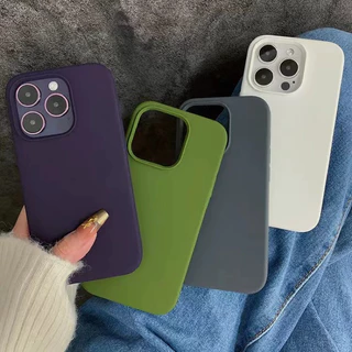 พร้อมส่ง** Case กำมะหยี่โลโก้ เนื้อซิลิโคนสีพื้น สำหรับรุ่นIP11 IP12/12pro IP13/13pro IP14/14pro/14Promax IP15/15promax