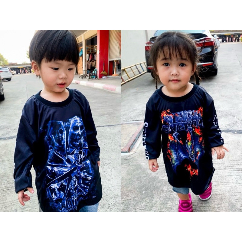 เสื้อวินเทจ ไซส์เด็ก วงร็อค ACDC แขนยาว ผ้ามันสกรีนลาย