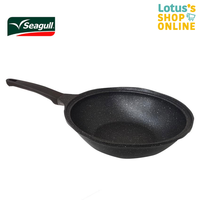 ซีกัล กระทะลายหินอ่อน ทรงลึก พรีเมี่ยม มาร์เบิ้ล สโตน 28 ซม. ﻿SEAGULL PREMIUM MARBLE STONE DEEP FRY PAN 28 CM.
