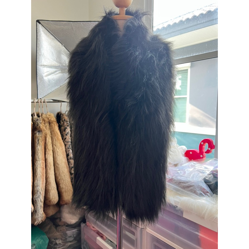 ผ้าพันคอสีดำขนยาว 150cm