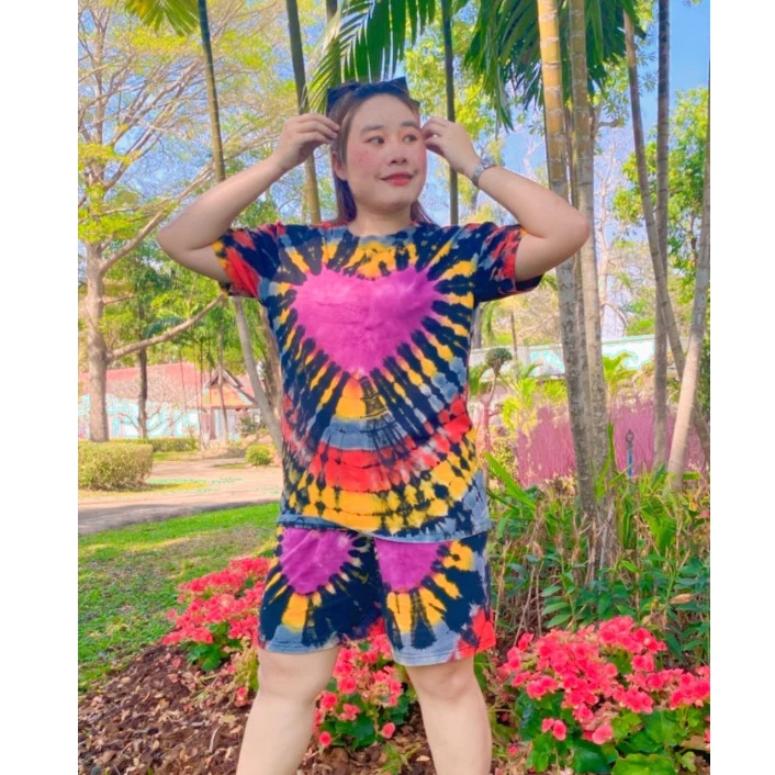 ชุดเซทผ้ายืดขาสั้น ลายมัดย้อม thumbnail 3