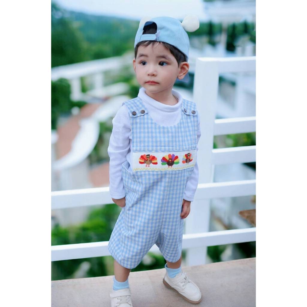 Kujaku Smock Rompers เอี๊ยมสม็อคหน้าอกลายนกยูง 6ｍ-5T