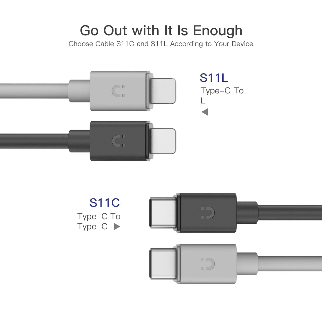 Eloop By Orsen S11C S11L สายชาร์จเร็ว Data Cable Type C to C 3A 60W / C to L 3A 20W สายชาร์จ PD สายส