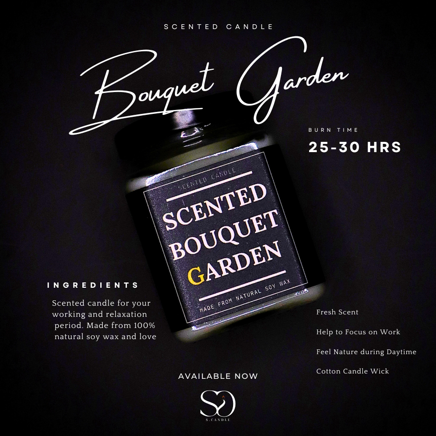 (พร้อมส่ง) S.candle เทียนหอมกลิ่น Scented Bouquet Garden 110g. เทียนหอมอโรม่า เทียนหอมในห้อง Soywax ไขถั่วเหลือง