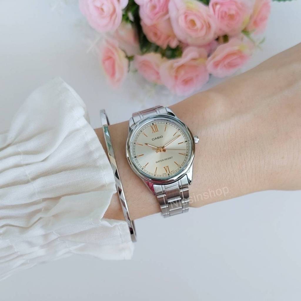 นาฬิกา Casio แท้ รุ่น LTP-V005D นาฬิกาข้อมือผู้หญิง สายแสตนเลส ของแท้ 100%รับประกัน 1 ปี