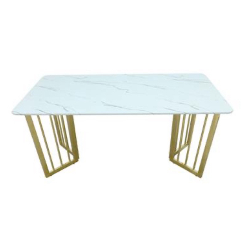 โต๊ะทานอาหารท็อปหิน CALINA รุ่น ADS-XT-M115L6 ขนาด 160 x 80 ซม. สีขาว