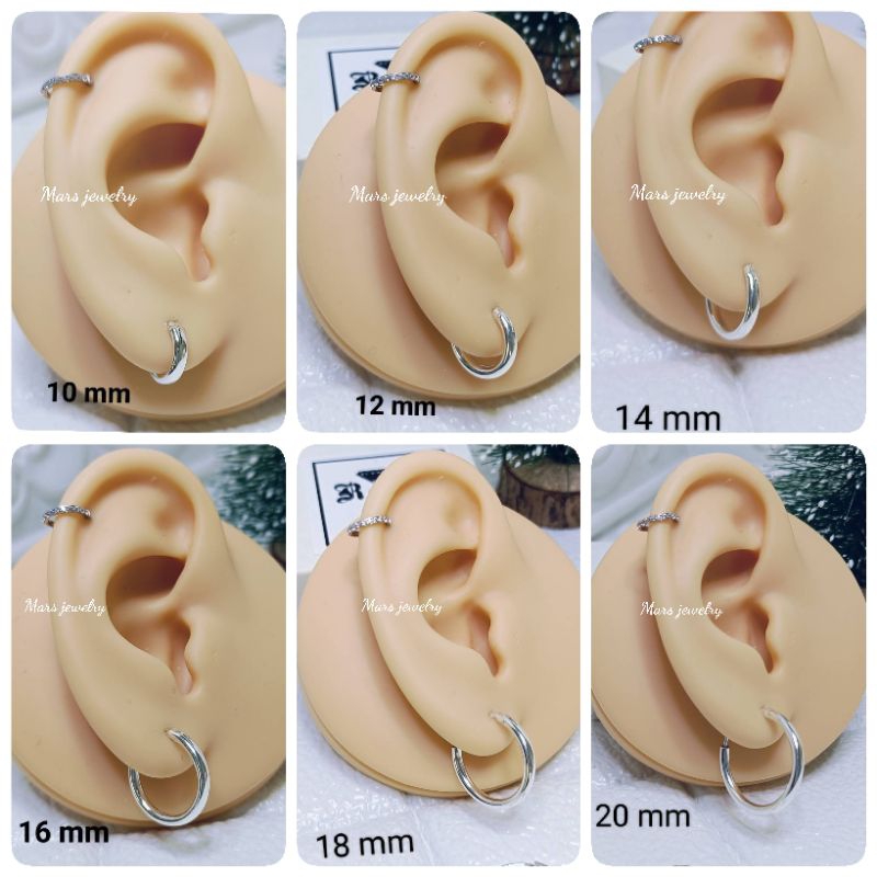 silver 925 ต่างหูห่วงเงินแท้ความหนา 2 มิล กว้าง 10-20 mm ราคา 1 คู่