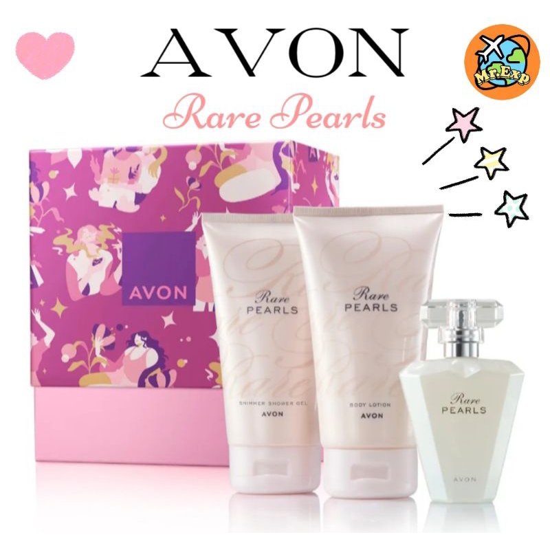 AVON RARE PEARLS Gift Set - EDP 50 ML + Body Lotion + Shower Gel