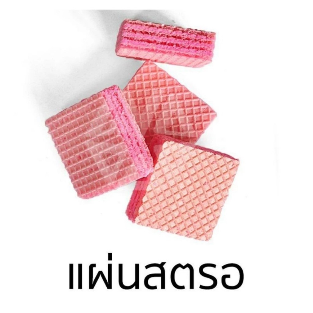 *ขนมปี๊บแบ่งขาย* ขนมปี๊บแผ่นสตอเบอรี่ VFOOD ขนาด 250g 500g และ 1000 กรัม ใส่ถุงซิปล็อกซีลอย่างดี