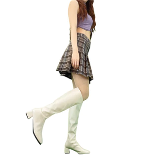 Chole G:Minmin Flat Knee-high Boots รองเท้าบูทหนังยาว ไซส์37-42 รองเท้าบูทเกาหลี(SH0003)