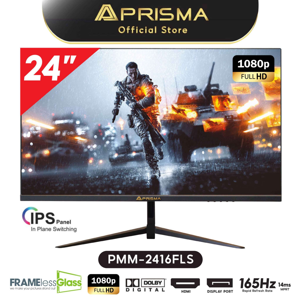 PRISMA จอมอนิเตอร์ Monitor 24 นิ้ว จอไร้ขอบ รุ่น PPM-2416FLS FHD IPS 165HZ FreeSync 16.7M Colors รับประกัน 3 ปี