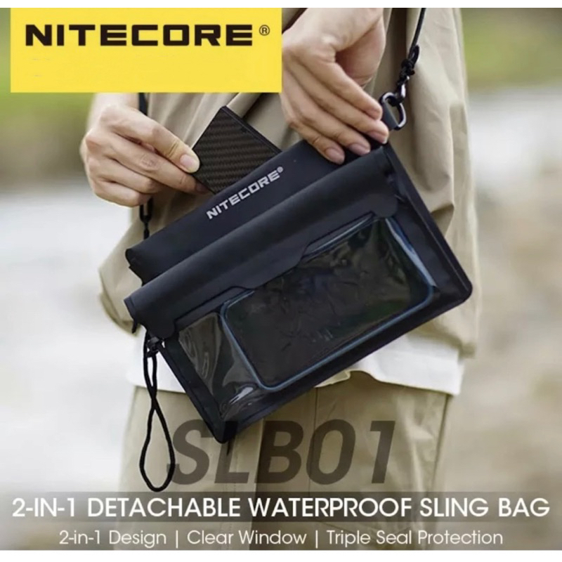 พร้อมส่ง NITECORE SLB01 กันน้ำกระเป๋าสัมผัสหน้าจอโทรศัพท์ไหล่ว่ายน้ำกระเป๋า500D PVC 2-In-1สำหรับSmart Phone