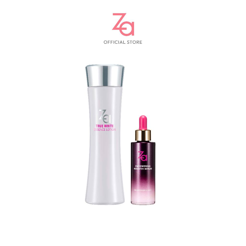 [เซตบูสผิวขาวกระจ่างใสไร้ริ้วรอย] Za True White Essence Lotion (150ml.) + Za Empowering Booster Serum (50ml.)