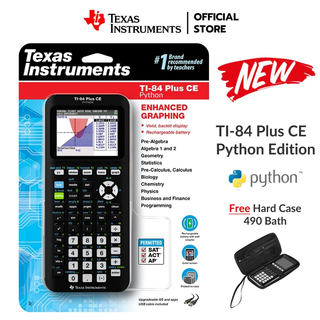 [Free Hard Case] Texas Instruments เครื่องคิดเลขกราฟ รุ่น TI-Nspire CX II-T Graphing Calculator