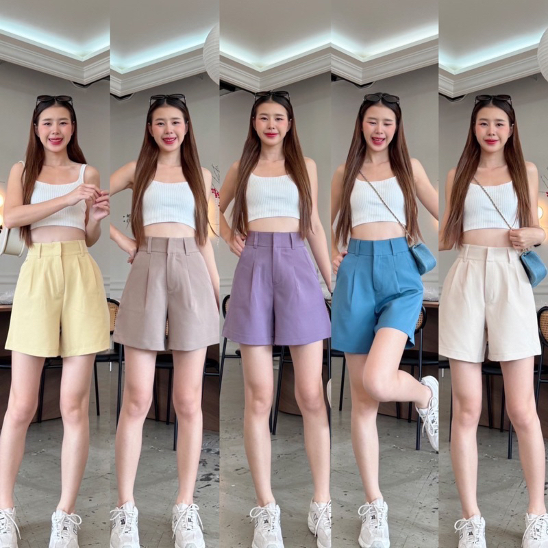 new collection S-XXLขาสั้นผ้าไอด้าแต่งหูเข็มขัดแบบใหม่พร้อมส่ง