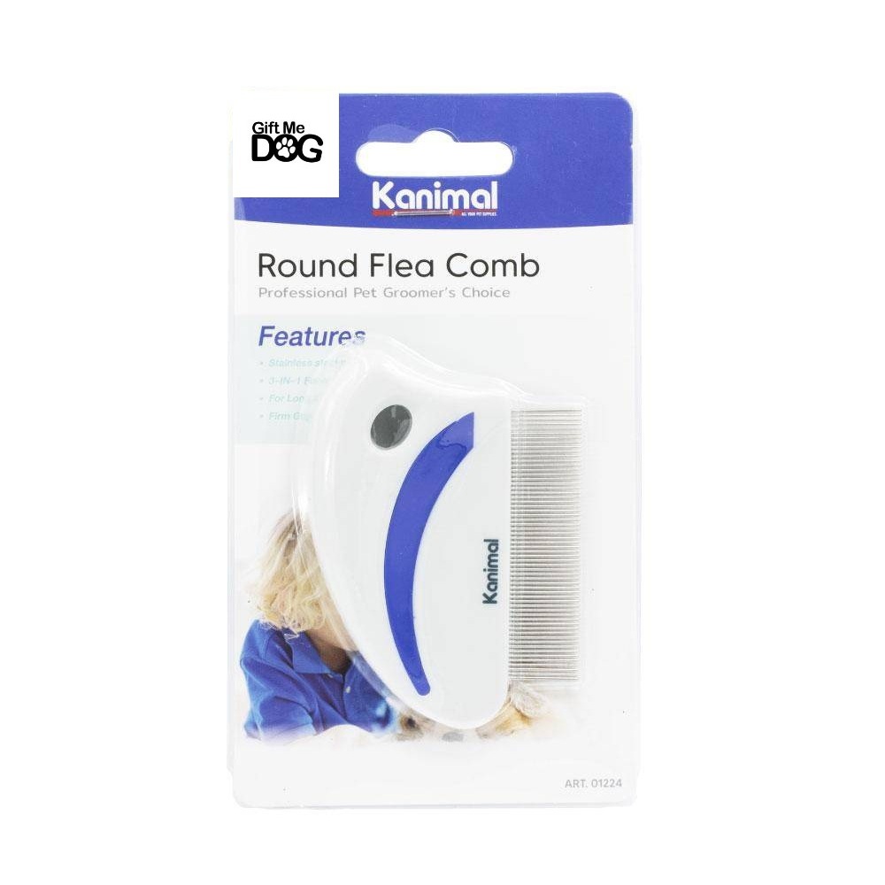 Kanimal Round Flea Comb คานิมอล หวีสางเห็บหมัด สุนัขแมว ขนาด8.5x5.8ซม.