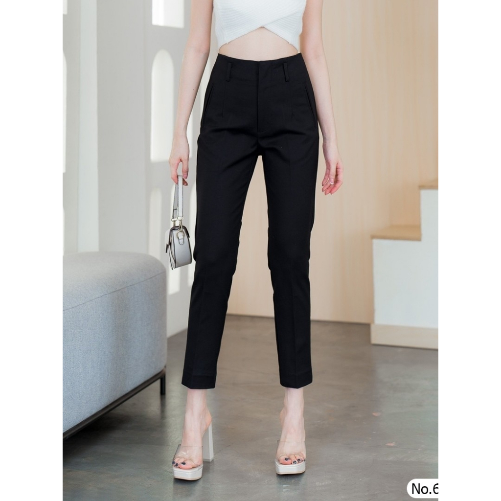กางเกงขายาว 9 ส่วน Miss Daisy 6119 Cropped Pants เนื้อผ้า Cotton98% + Spandex2% เนื้อผ้าผ่านการฟอก​ ยืดหยุ่น​ได้