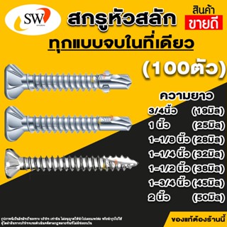 🚚 ส่งไว 🚚 SW สกรู น๊อต สกรูหัวสลัก (100ตัว) ปลายผ่าแหลม ปลาย…