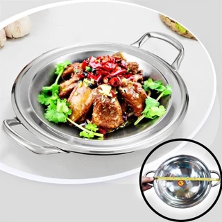 กระทะ 2 หู สแตนเลส หม้อเสริฟขนาด21ซม. ทำไข่กระทะ K160(240)135
