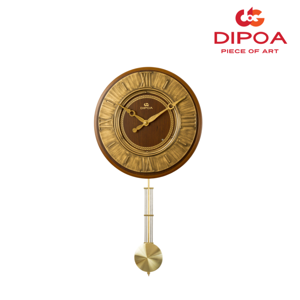 DIPOA นาฬิกาแขวนผนัง ดิพอว์ รุ่น WP104DB นาฬิกาแขวนไม้ โบราณ มีลูกตุ้ม เสียงระฆัง เสียงดนตรี ดีไซน์เรียบหรู