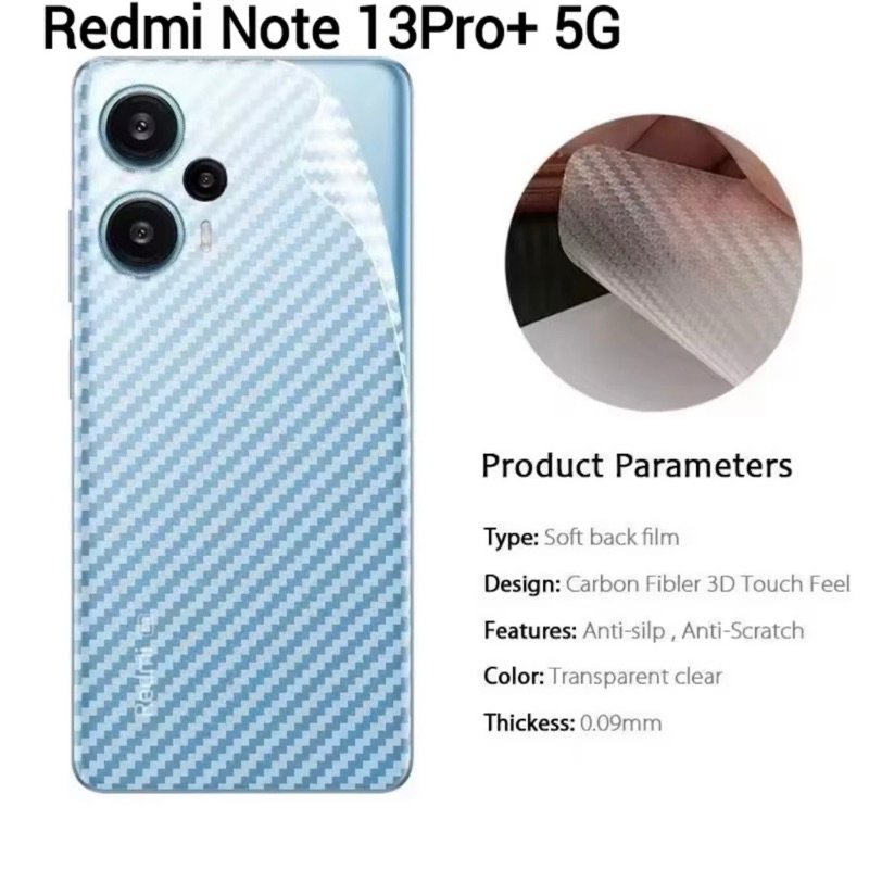 ฟิล์มหลังเคฟล่า สำหรับ Redmi Note13(5G)(4G)/Redmi Note13Pro(5G)/Redmi Note13Pro+(5G) ตรงรุ่นกันรอยด้านหลัง พร้อมส่งในไทย