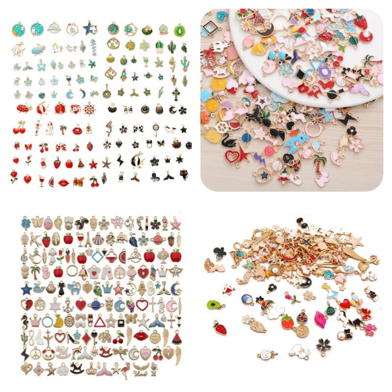 จี้เครื่องประดับ DIY แบบสุ่มเลือก 10 ชิ้นต่อแพ็ค โลหะผสม สําหรับทําเครื่องประดับ Diy จํานวน 10 ชิ้น