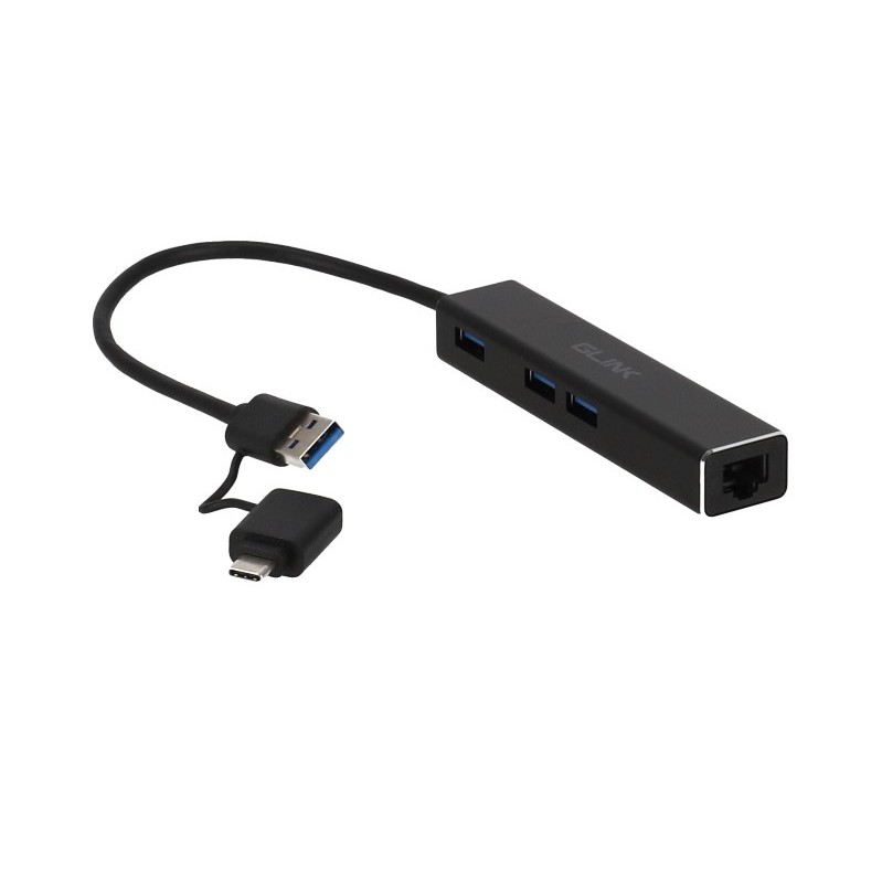 3 Port USB HUB V3.0 + LAN GLINK GL-034 4 In 1