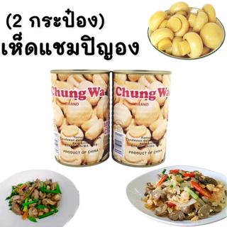 Set 2 กระป๋อง เห็ดกระป๋อง​ เห็ดแชมปิญอง ตรา Chung Wa เจ 425 g.​